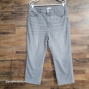 Loft Jeans Size 14 Straight Crop High Rise Tummy Control Stretch Denim